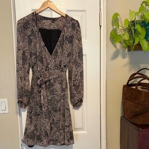 Zara Patterned Long Sleeve Wrap Dress